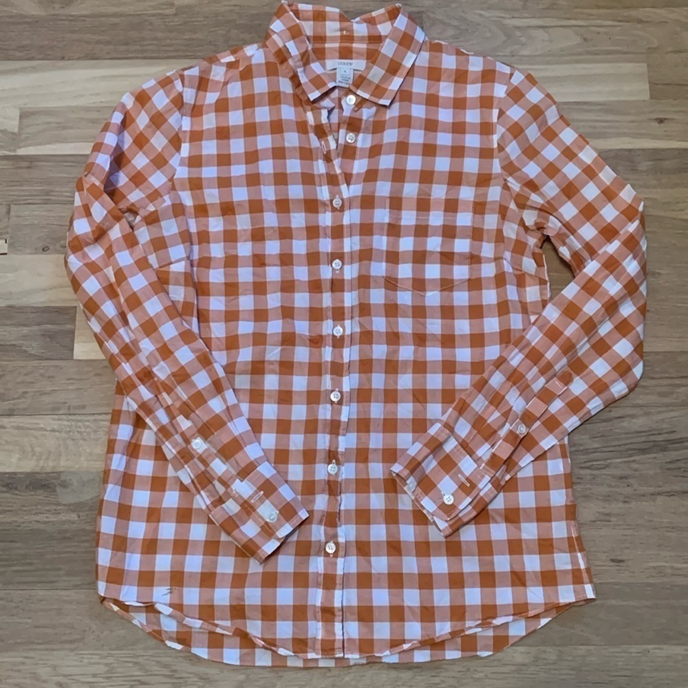 J. Crew 100% Cotton Button Up Long Sleeve Collared Checkered Shirt Women’s 4